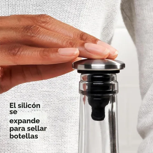 Vista 3 de OXO SteeL - Tapón de vino expandible a prueba de fugas (paquete de 2)