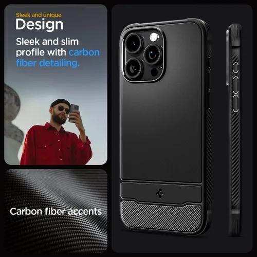 Vista 3 de Spigen - Rugged Armor MagFit - Funda diseñada para el iPhone 15 Pro (2023) [Protección de grado militar] Compatible con MagSafe - Negro mate
