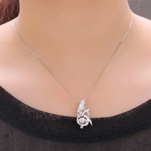 Vista 5 de Colgantes de jaula de sirena encantada de plata esterlina para mujer