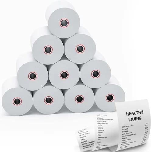 Vista 12 de [10 rollos] Rollos de papel térmico para recibos de 2 1/4 x 50, papel de alta calidad que se adapta a todos los terminales de tarjetas de crédito