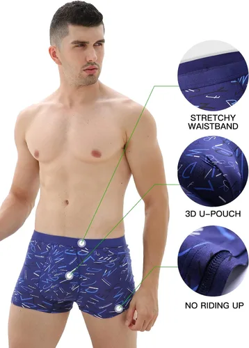 Vista 3 de YOULEHE - Paquete de bóxers de rayón para hombre, elásticos, de tela suave de bambú