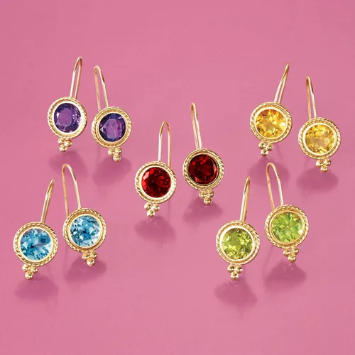 Vista 3 de Ross-Simons Pendientes colgantes de topacio azul de 1,80 qt t en oro amarillo de 14 quilates, Gema, Topacio