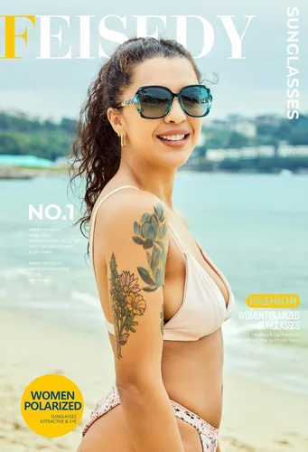 Vista 3 de FEISEDY - gafas de sol polarizadas para mujer, marco compuesto brillante B2289