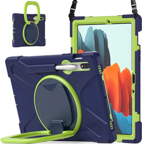 Vista 37 de 360 Rotation Case for Galaxy Tab ActivePro/Tab Active4 Pro/Active 5 Pro 10.1" Sturdy Cover Rotate Ring Stand Shoulder Carrying Strap Hand Strap