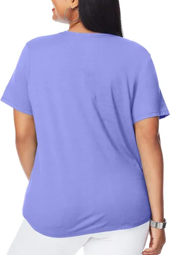 Vista 2 de Hanes Womens Just My Size Plus Size Cotton Jersey T-Shirt, Short Sleeve V-Neck Tee