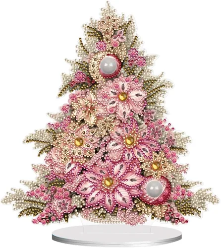Vista 18 de Kits de Pintura de Diamante de Árbol de Navidad de Orgone Adornos de Escritorio para Adultos - Pintura de Arte de Diamante con Pintura Acrílica por