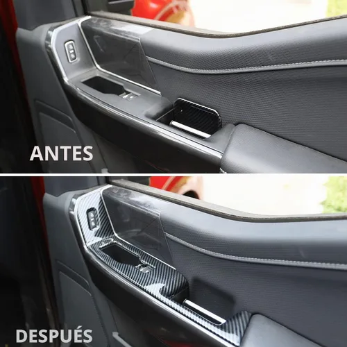 Vista 5 de Cubierta de Panel de Interruptor de Ventana de Puerta Delantera Interior de Fibra de Carbono para Ford F150 2021+ Accesorios de Decoración