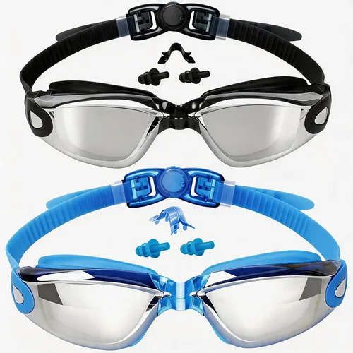Vista 11 de EverSport Gafas de natación para niños, paquete de 2 gafas de natación para niños y adolescentes, gafas de natación antivaho anti-UV para jóvenes