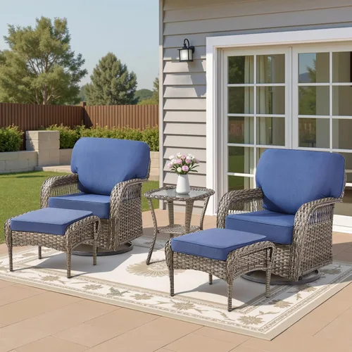 Vista 51 de Sofá de mimbre para patio al aire libre de 75 pulgadas, sofá de ratán para todo tipo de clima, sofá de respaldo alto con asiento profundo y funda