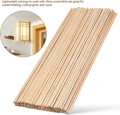 Vista 8 de EXCEART Varillas de madera, 100 varillas redondas de bambú sin terminar, agitadores de cóctel, varillas finas de madera dura de 11.7 pulgadas