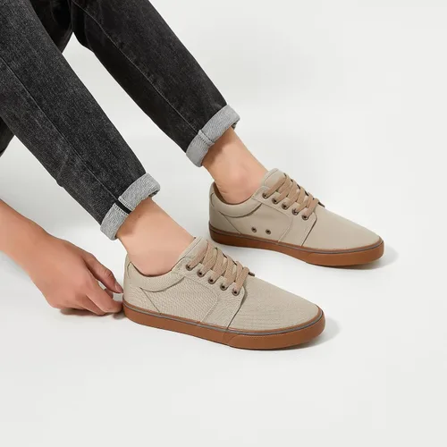 Vista 8 de BENPAO Zapatos casuales blancos para hombre, zapatillas de deporte de moda negras para hombres, zapatos de lona con cordones
