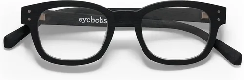 Vista 2 de eyebobs Gafas de lectura Biff estrechas tradicionales y con luz azul Parte delantera negra y patillas con acabado mate de madera