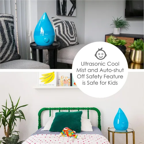 Vista 3 de Crane - Humidificador ultrasónico de vapor frío para dormitorio, cuarto del bebé, habitación de niños, plantas u oficina, tanque grande de 1 galón