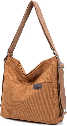 Vista 17 de Mochila Tote Bolso Bandolera de Pana para Mujer, Bolsos de Hombro Convertibles, Bolso de Mano de Diseñador para Universidad, Trabajo