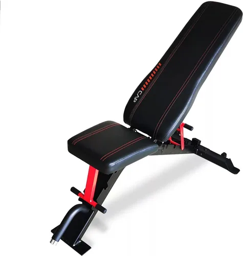 Vista 10 de CAP Barbell Banco de entrenamiento Strength FID Posiciones de declive de inclinación plana, negro/rojo