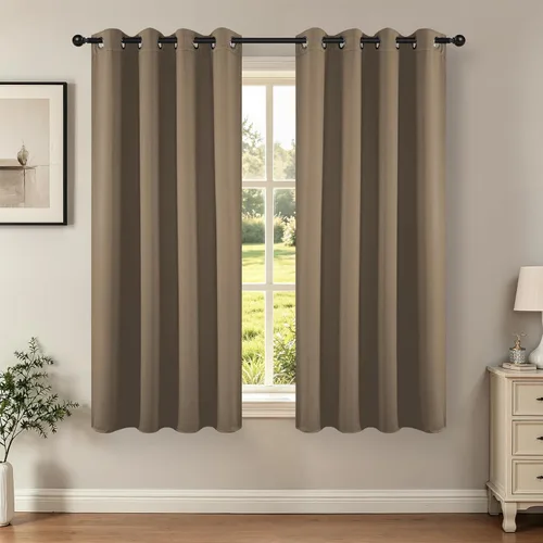 Vista 55 de Joydeco - Juego de 2 paneles de cortinas opacas de 63 pulgadas, 2 cortinas largas con aislamiento térmico burg, cortinas de oscurecimiento