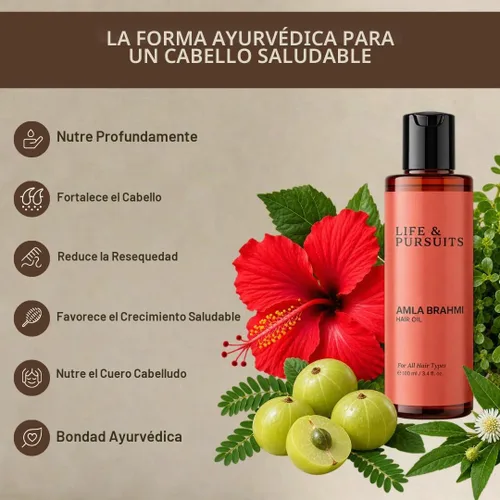 Vista 5 de Life & Pursuits Amla Brahmi - Aceite para el cabello, 3.4 onzas líquidas, aceite ayurvédico para cabello y cuero cabelludo para raíces débiles