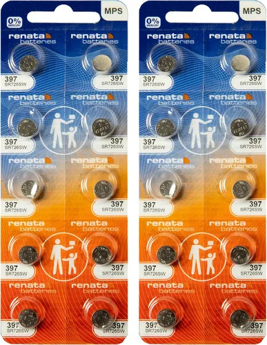 Vista 10 de Renata 397 SR726SW Baterías – 1.55 V Óxido de Plata 397 Batería de reloj (2 unidades)