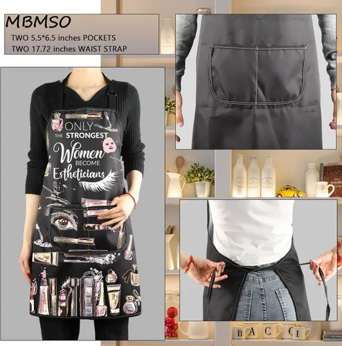 Vista 3 de MBMSO Delantal de esteticista con bolsillos, regalos para cosmetólogos, delantal de maquillaje, esteticistas, regalos de apreciación, regalo