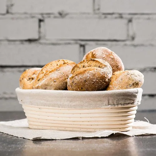 Vista 6 de Surakey Panadería - Cesta de pan, triangular, para hacer pan, para el hogar, cocina, pan de masa madre, para hornear, ratán, pan, fermentación