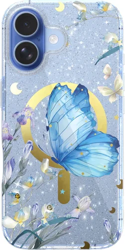 Vista 33 de LONLI Hue - para iPhone 15 Pro Max [Compatible con Magsafe] - Funda de teléfono floral dorada - [Amortiguador de 360°] - Funda de teléfono linda