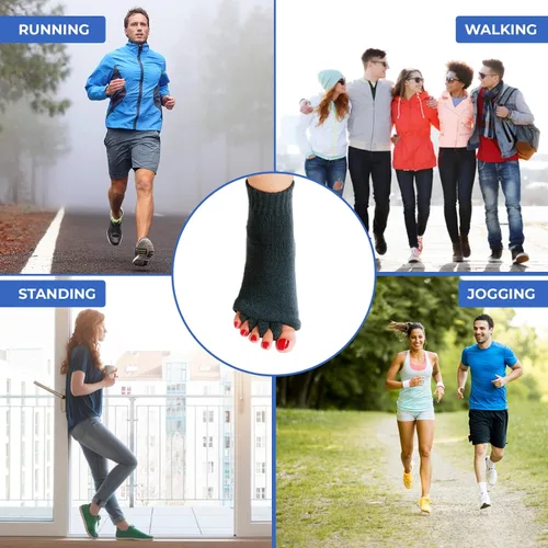 Vista 6 de Happy Feet Toe Separator Alignment Socks - Comfortable Toe Separator Socks Massage Sock – Prevent Foot Cramp and hammertoes
