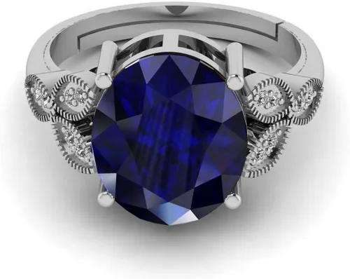 Vista 3 de LMDPRAJAPATIS Anillo de plata alemana de zafiro azul natural de 8.00 quilates para cada ocasión para hombres y mujeres, Gema, Zafiro azul