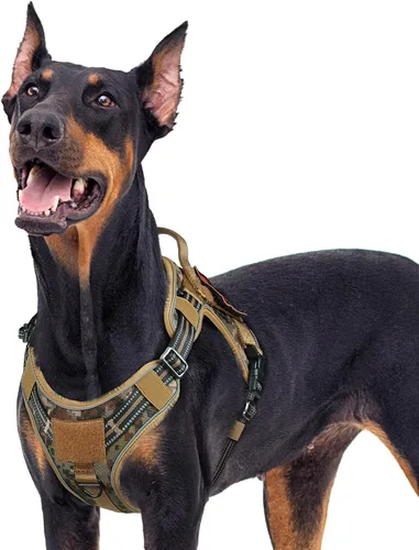 Vista 10 de rabbitgoo - Arnés para perros pequeño sin tirones, chaleco táctico de servicio con Molle y asa de control, arnés militar ajustable y reflectante