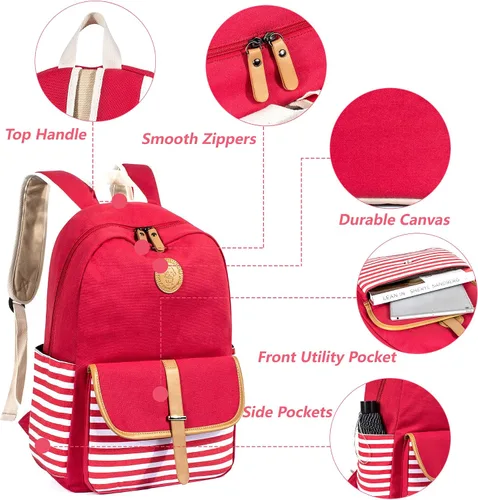 Vista 2 de Leaper - mochila escolar para niñas, mochila informal, bolsa de viaje con bolsillos laterales