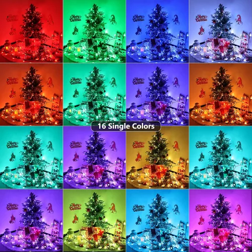 Vista 2 de Toodour Guirnalda de luces RGB de 66 pies, 200 luces LED que cambian de color con control remoto y temporizador, luces pastel impermeables