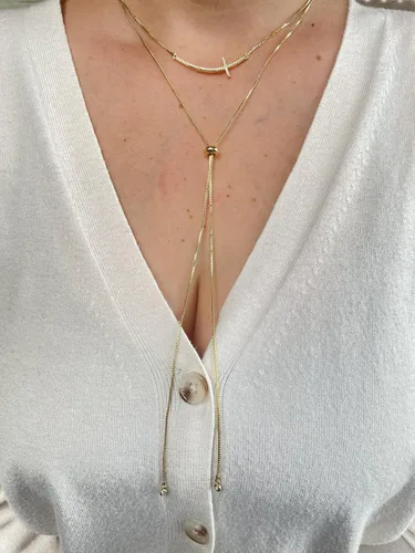 Vista 7 de Cross Necklace for Women, Cross Lariat Necklace for Women, Ajustable Chain 4o inch Length, Religious Gifts, Gold Plated Necklace, Gifts for Her