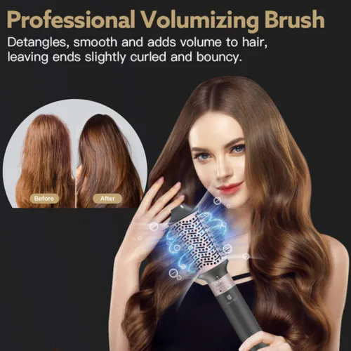 Vista 3 de Estilizador de aire caliente, cepillo secador de pelo con iones negativos, rizadores de cabello con enrollado automático y flujo de aire, moldeador