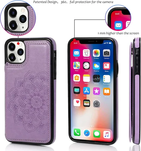 Vista 7 de Asuwish Funda compatible con iPhone 11 de 6.1 pulgadas y protector de pantalla de vidrio templado, funda para tarjetero, ranura para teléfono