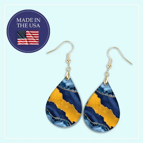 Vista 55 de Dangle Earrings for Women Colorful Dangling Drop Statement Jewelry Printed MDF Wood Teardrop Double Side Print Handmade by The Painted Pug
