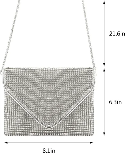 Vista 7 de Naimo Bolso cruzado con diamantes de imitación de cristal brillante para noche, sobre para teléfono celular, para fiesta, baile de graduación