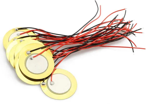 Vista 4 de DZS Elec 15 unids 1.063 in piezoeléctrico transductor de disco de contacto micrófono disparador sensor de sonido con 4 pulgadas cables