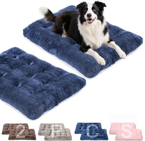 Vista 14 de POMIU Paquete de 2 camas lavables para perros, camas de felpa de lujo con antideslizante, lavable a máquina, tapete para dormir para perros grandes