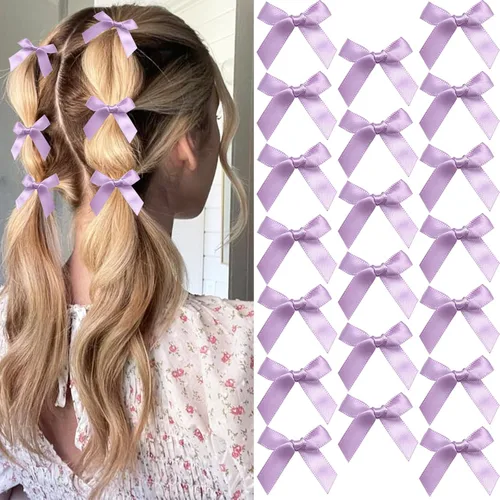 Vista 30 de 20 piezas de lazos negros para el cabello con cinta, clips tipo cocodrilo para el cabello, pasadores para el cabello para adolescentes, pinzas