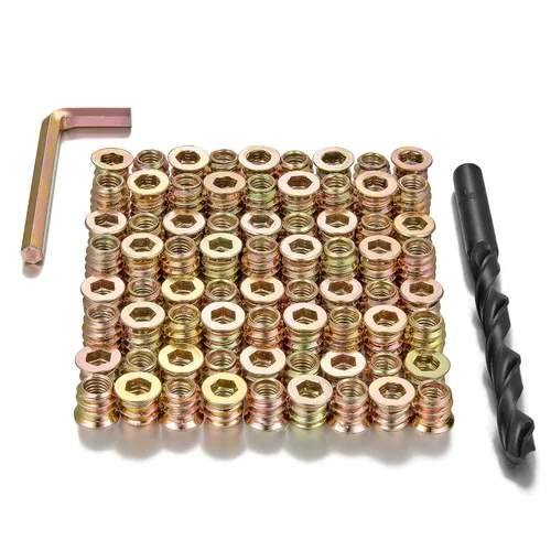Vista 3 de 160 piezas de 1/4 pulgadas - 20 insertos de rosca para tornillos de metal, surtido de insertos de tuerca hexagonal - conector de fijación de pernos