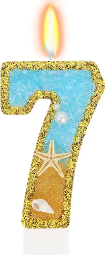 Vista 11 de Vela número 1 de estrella de mar de playa para decoración de pastel Plata
