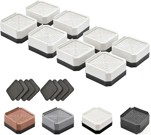 Vista 30 de EclatBain Elevadores rectangulares para cama, elevadores de muebles rectangulares de alta resistencia, con bloques ajustables de elevación de hasta