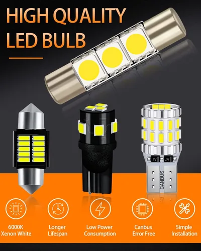 Vista 2 de Paquete de bombillas LED blancas compatibles con Honda Accord 2003 2004 2005 2006 2007 2008 2009 2010 2011 2012 Luz interior de mapa + luz