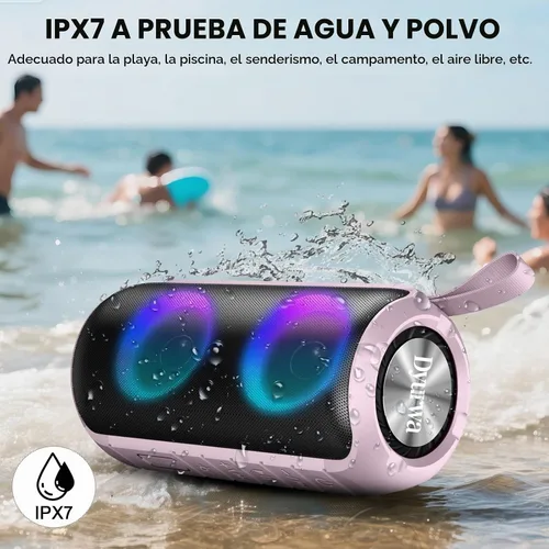 Vista 3 de Altavoz Bluetooth, altavoz inalámbrico portátil 2026, 24 W súper fuerte, emparejamiento TWS, luces RGB coloridas, IPX7 impermeable, tiempo