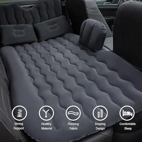Vista 3 de Colchón de aire portátil para asiento trasero, cama de campamento flocada de doble cara, accesorios de colchón inflable para dormir para viajes