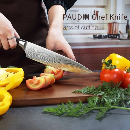 Vista 2 de PAUDIN Cuchillo de chef, cuchillo Santoku y cuchillo utilitario