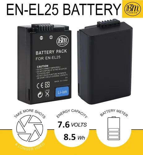 Vista 2 de BM Premium Batería EN-EL25 de alta capacidad para cámaras digitales Nikon Z30, Z50, Z 50, Z50 II, Z fc