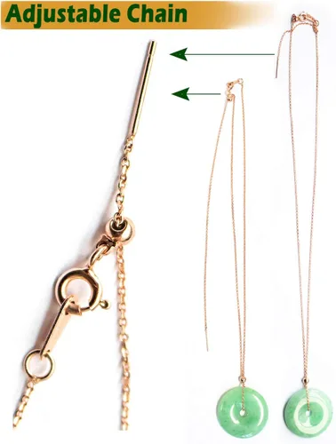 Vista 2 de Dahlia Collar con dije de jade con forma de círculo, dona o moneda, jadeíta grado A, certificada, auténtica