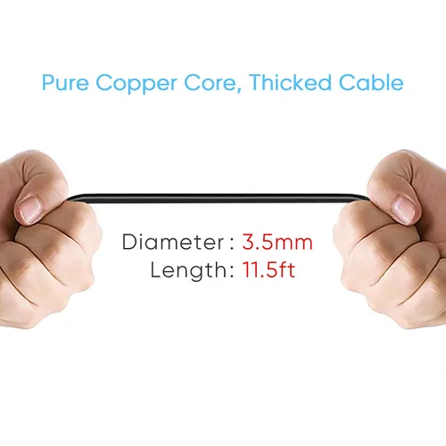 Vista 2 de Cable de alimentación para cámara de salpicadero, cable de carga micro USB de 11.5 pies de largo para cámara de espejo de salpicadero, cable
