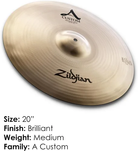 Vista 2 de Zildjian A Custom Medium Ride Platillo - 20 pulgadas