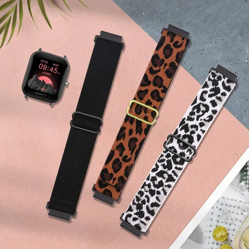 Vista 2 de Bolesi Correas elásticas de nailon compatibles con Amazfit Active 2 (cuadradas)/Active 3 Premium/Active, paquete de 3 correas deportivas de repuesto